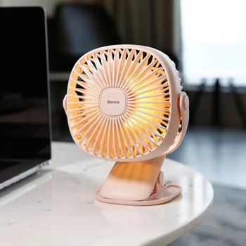 

Square Box Fan Night Light Desktop Fan With Clip 360 Rotation USB Night Light Charging Home Supplies
