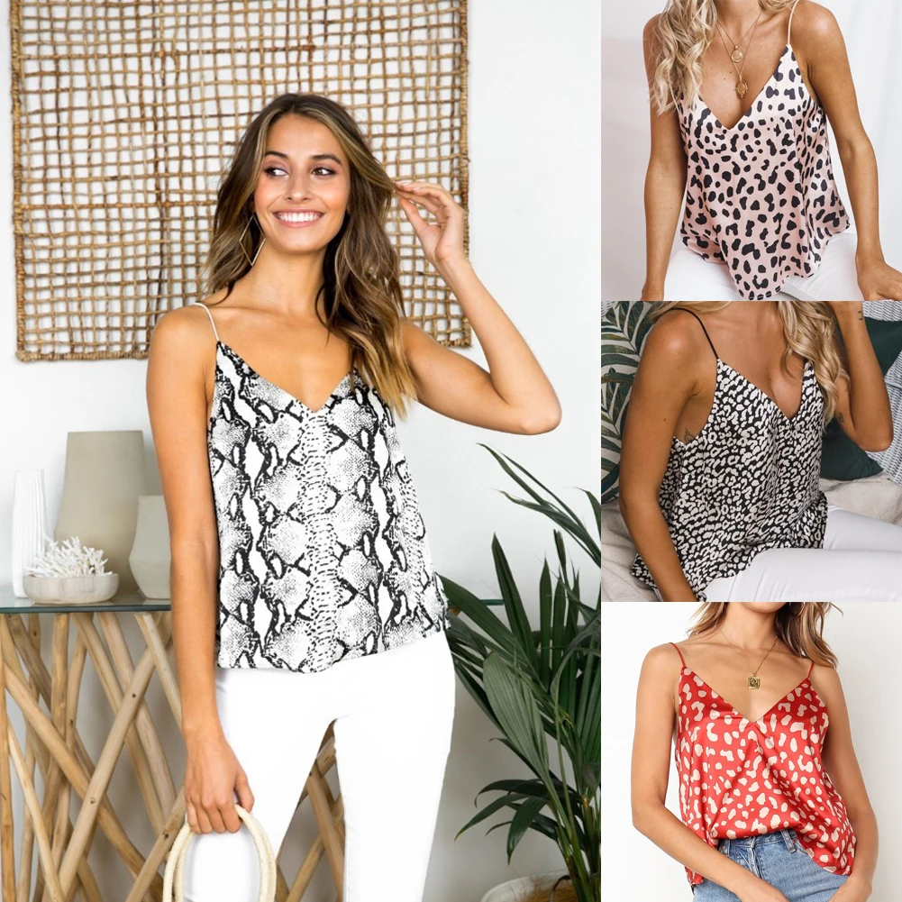 

Local stock 2019 New Women Summer Tanks Ladies Leopard Printed Vest Tank Sleeveless Fashion Style Top