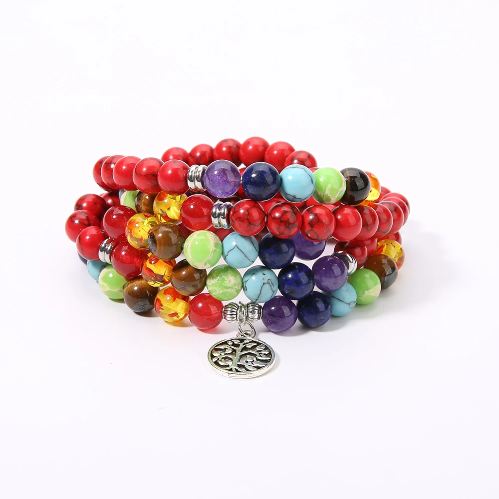SHINUS BOHO mala бисер Йога браслет натуральный камень 8 мм бисерный декларирующий браслет женский ручной работы paryer Браслет Bijoux