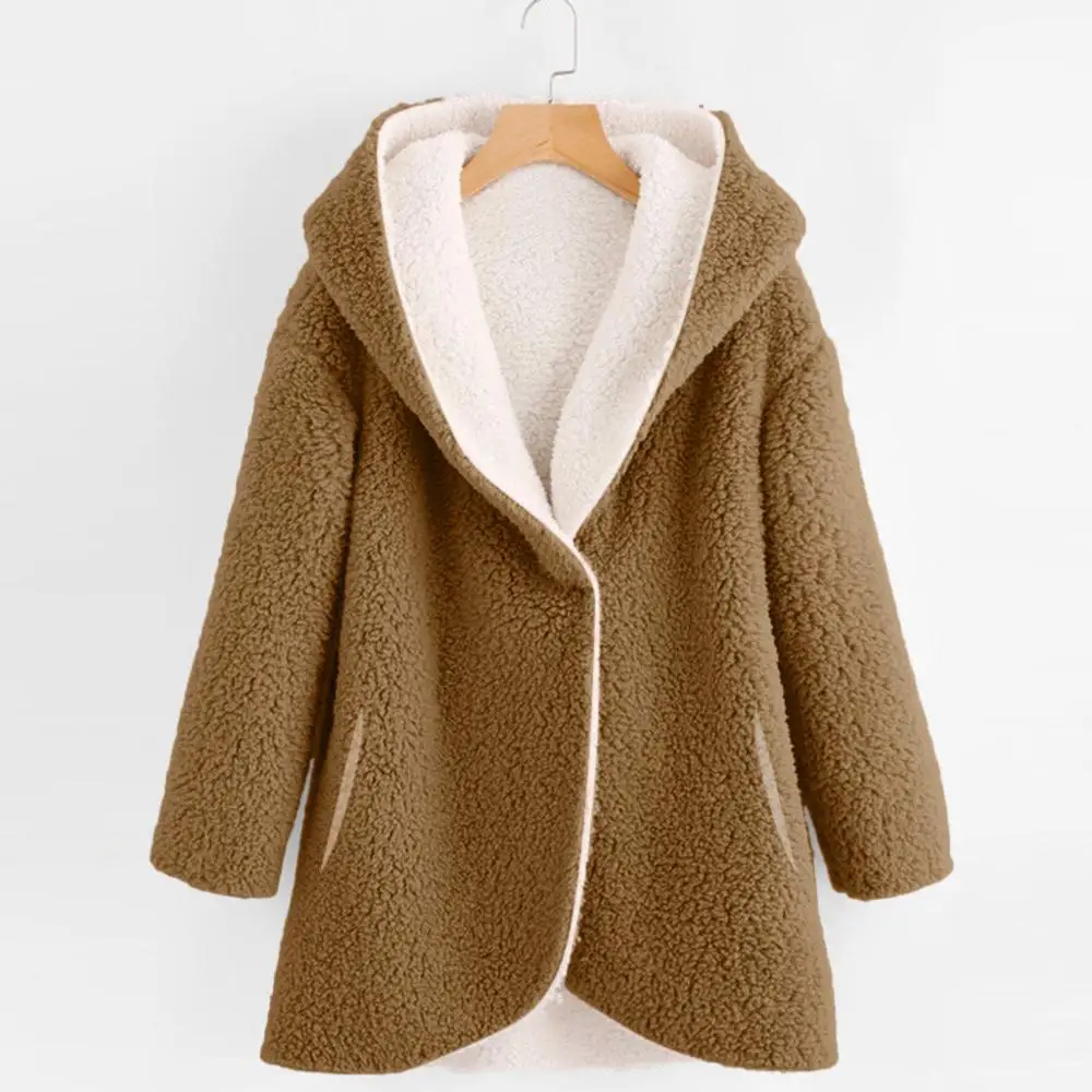 Плюшевое пальто из овчины, Женское зимнее пушистое модное повседневное теплое мягкое пальто с капюшоном из искусственного меха Fourrure Campera Pelliccia