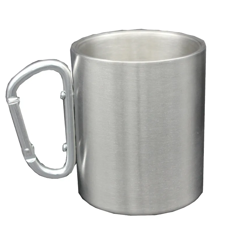 

11OZ/330ml Stainless Steel Double Wall Mug Camping Traveling Outdoor Cup Double Wall Cup with Carabiner Hook handle for Backpack