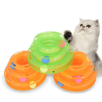 

Three Four Levels Pet Cat Toy Tower Improve Cat IQ Cat Tower Toy Toys With Plastic Amusement Cat Supplies Ball Training Ball