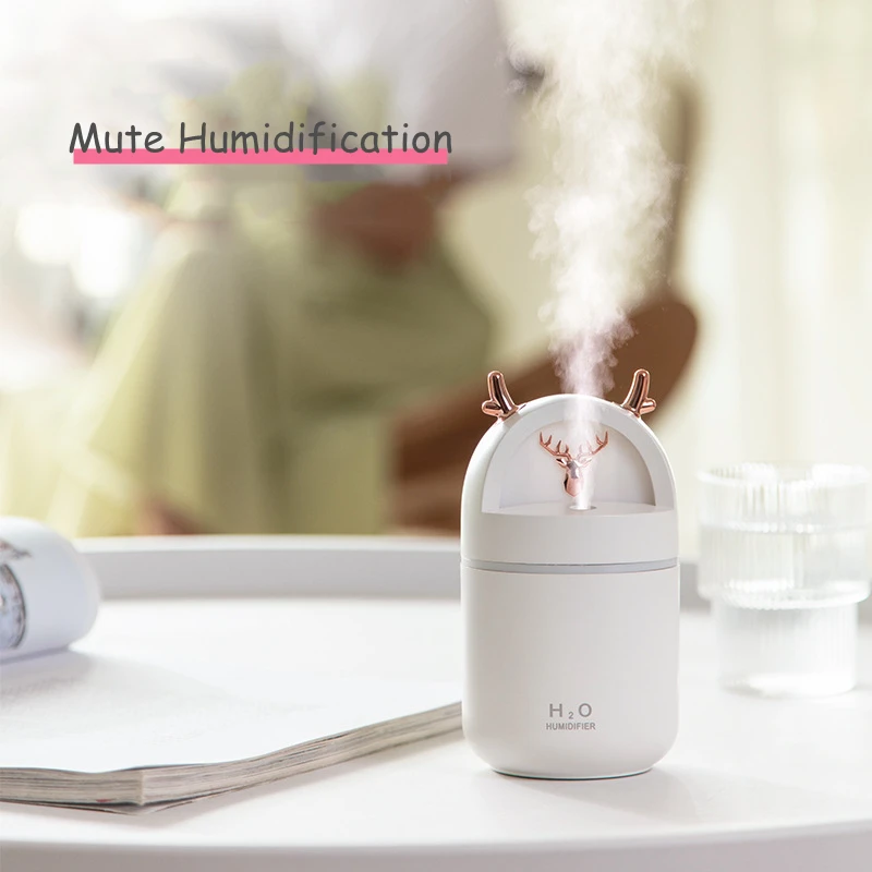 280ML Cute Deer Air Humidifier Aroma Essential Oil Diffusor Ultrasonic USB Fog Sprayer Home Office Purifier with Colorful Lights 4