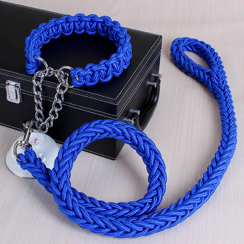 Large Dog Leash Big Dog Chain Leash Supplies Pet Collars Chest Strap Dog Collar Rope Golden Retriever Labrador Durable Leash 30 - Color: 5