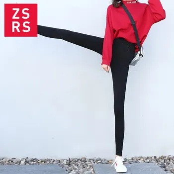 

Zsrs 2020 New Hot Sell High-Waist Slim Stretch Small-leg Denim Pants Slim Fit Jeans Woman Black/Grey/Blue Women Jeans