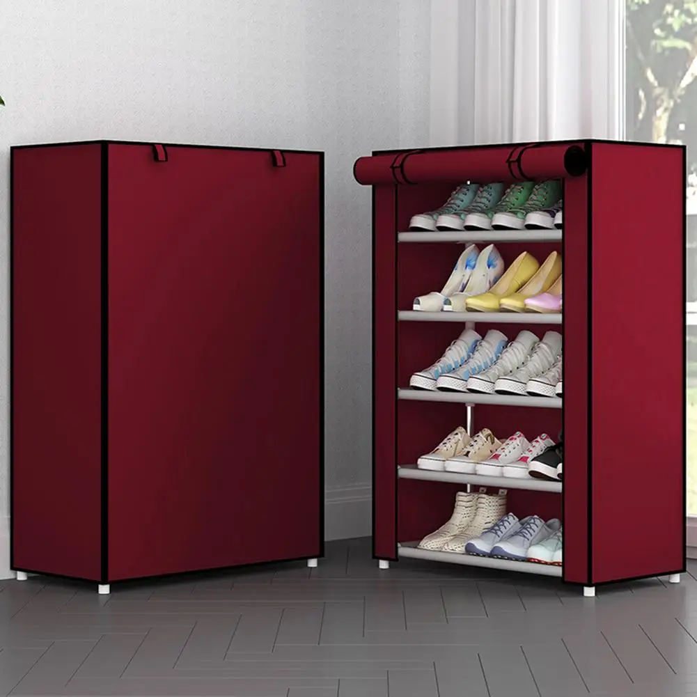 Многослойный обувной шкаф из нетканого материала для хранения домашней обуви, дышащая коробка для хранения, простая установка, обувной шкаф, поддержка, экономия места
