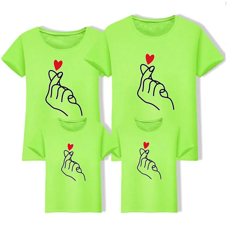Green Футболки «Love You» одинаковые комплекты для семьи одежда «Мама и я» Футболки для мамы, дочки, папы и сына платье для мамы и дочки - Цвет: Green