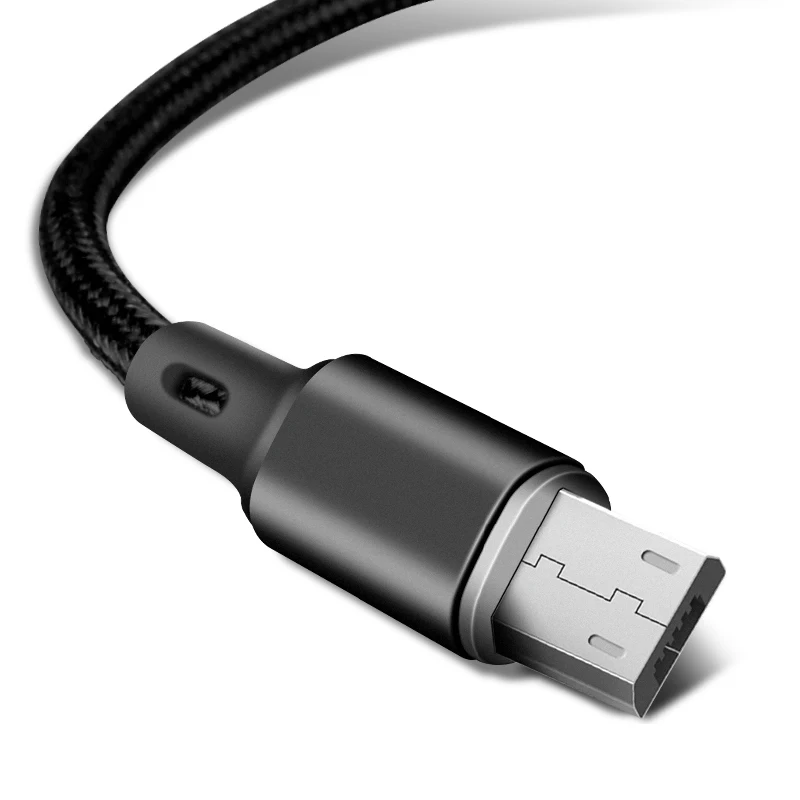 Black For Micro usb IONCT микро USB кабель 3A быстрой зарядки передачи данных Microusb провод для Samsung Xiaomi Android мобильный телефон, кабель Micro зарядное устройство USB - Цвет: Black For Micro usb