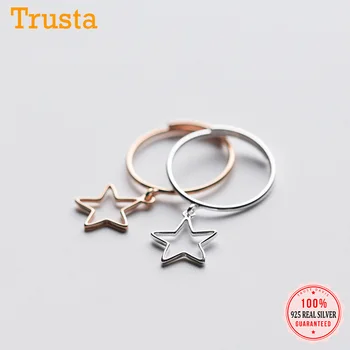 

Trustdavis Authentic 100% 925 Sterling Silver Fashion Hollow Star Dangle Adjustable Ring For Women Silver 925 Ring Jewelry DS557