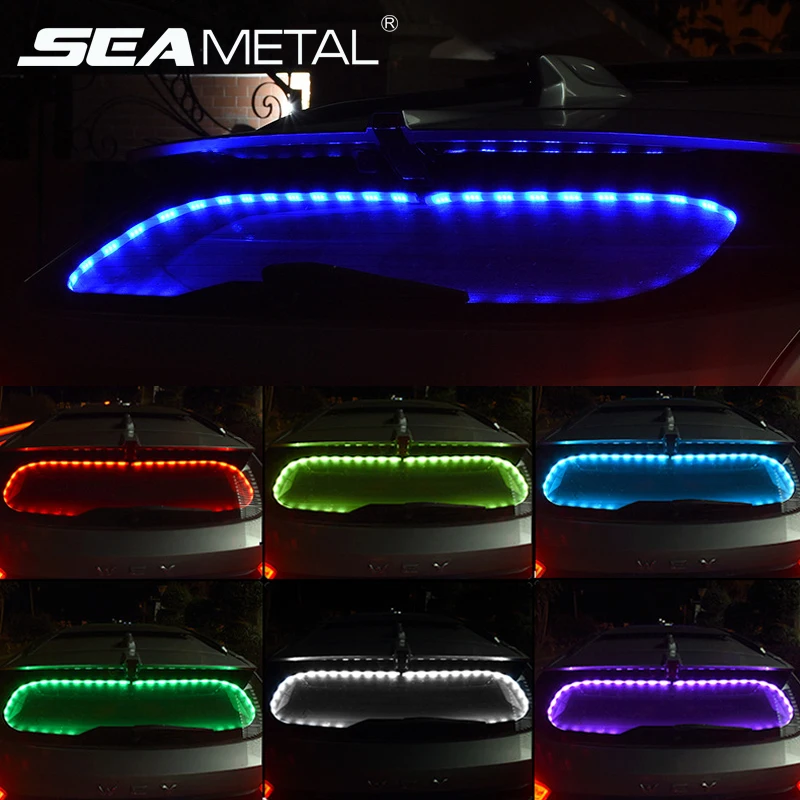 

12V Car Interior Ambient Decorative Light Rear Window Flash Atmosphere Light Cigarette Lighter RGB Voice Control Auto Styling