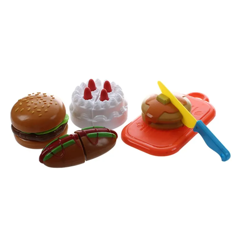 Пластиковая резка для именинного пирога Гамбург ломтик детская кухня еда ненастоящая игровой дом искусственная классическая игрушка для детей