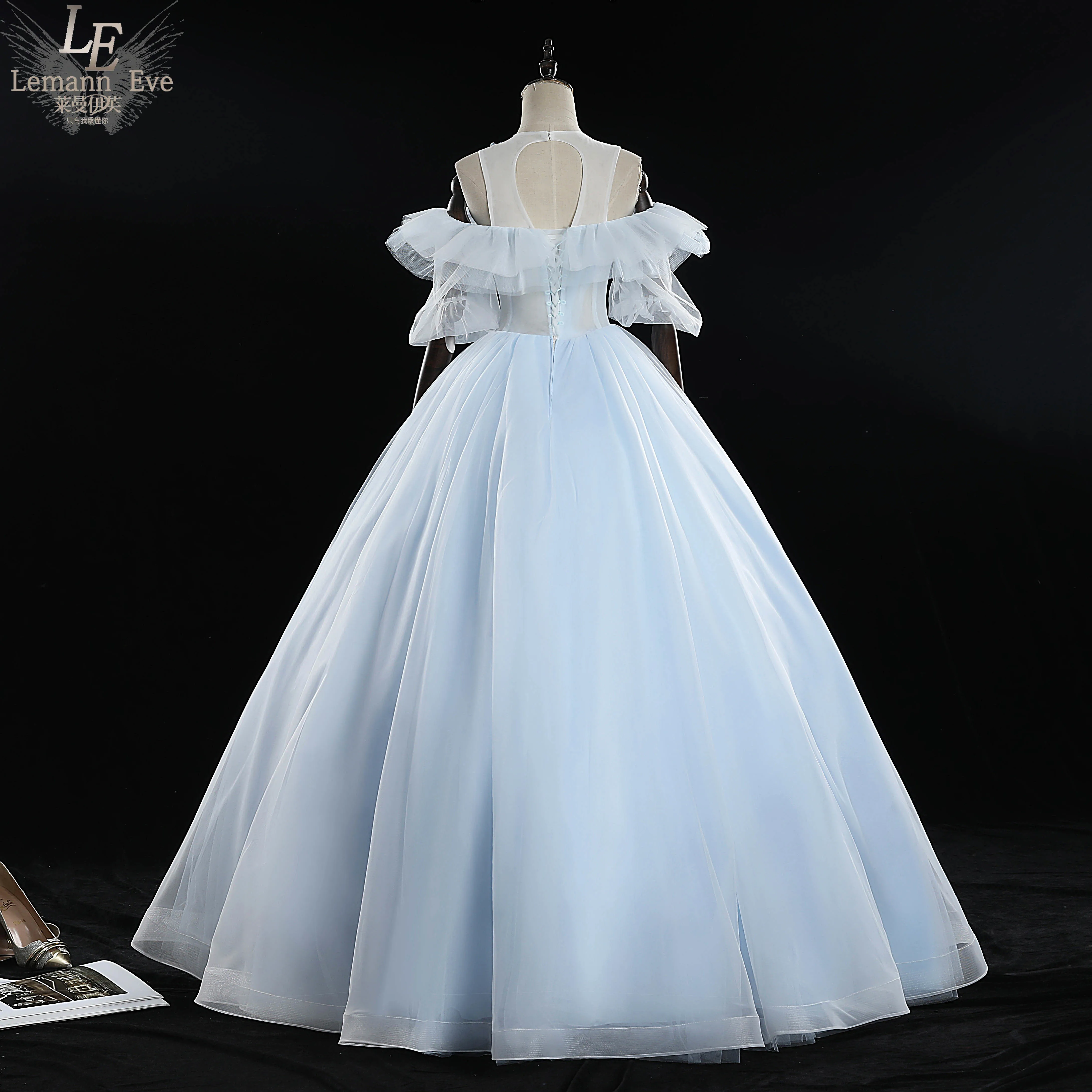 J 100%real pale blue bubble ruffled carnival medieval dress Renaissance ball Gown queen Victorian dress /Marie Antoinette/Belle