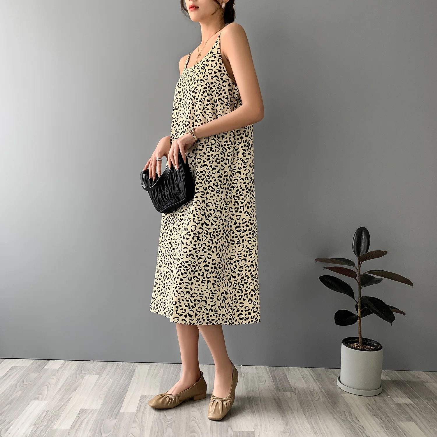 2021 Fashion Women Summer Leopard Print Long Dress Vestidos Sleeveless Women Elegant High Quality Dress Vestidos