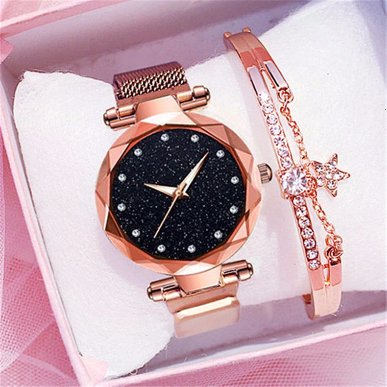 Роскошные женские часы модные элегантные с магнитной пряжкой Vibrato Фиолетовые женские наручные часы Звездное небо римские цифры подарок часы