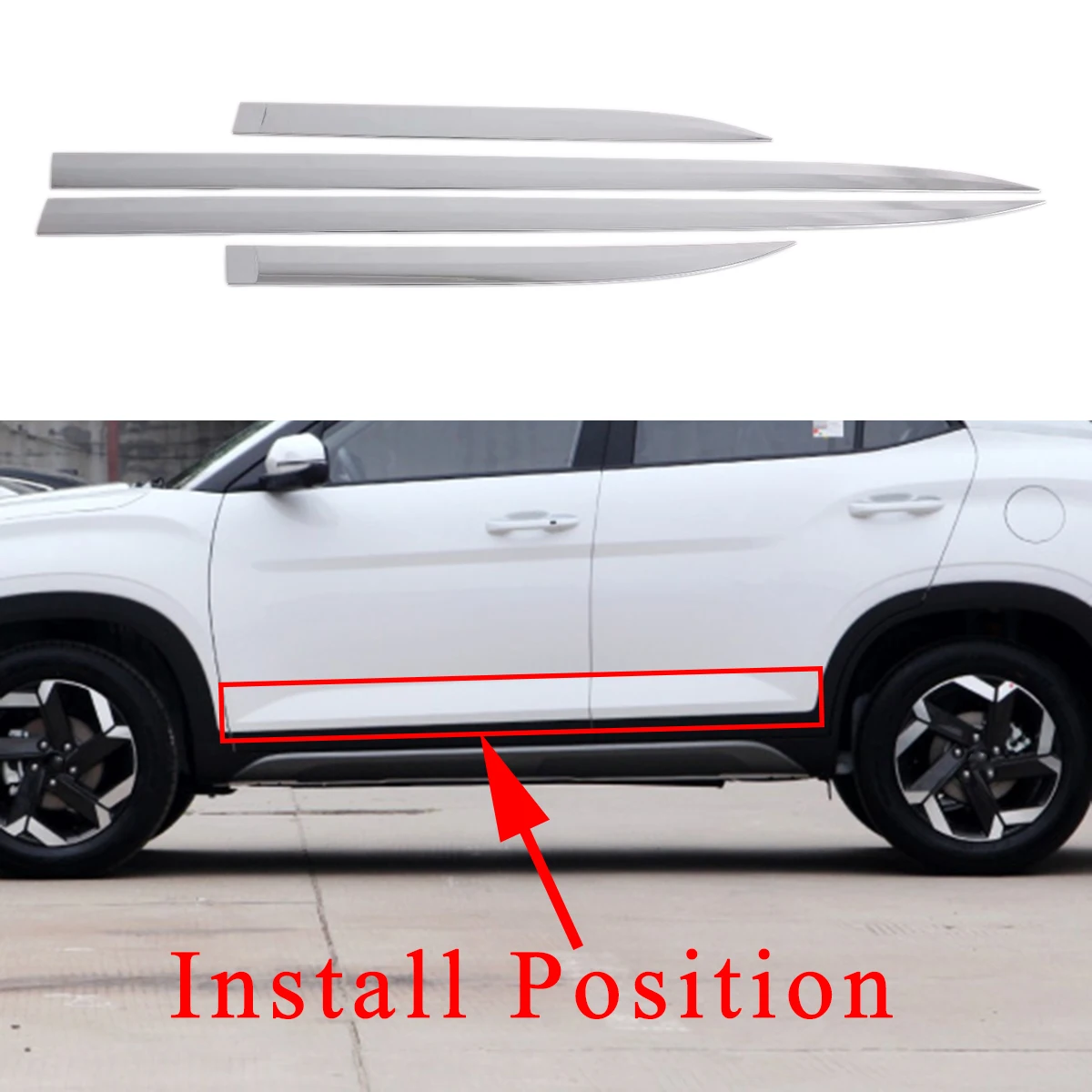 Exterior Protector Strips Chrome Door Side Body Molding Sticker Cover