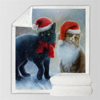 

Soft Blanket Christmas Hat Pet Throw Blanket Cat Bedding Sheet Travel Carpet Nap Blanket Shawl Cobertor Cotton Velvet Blanket