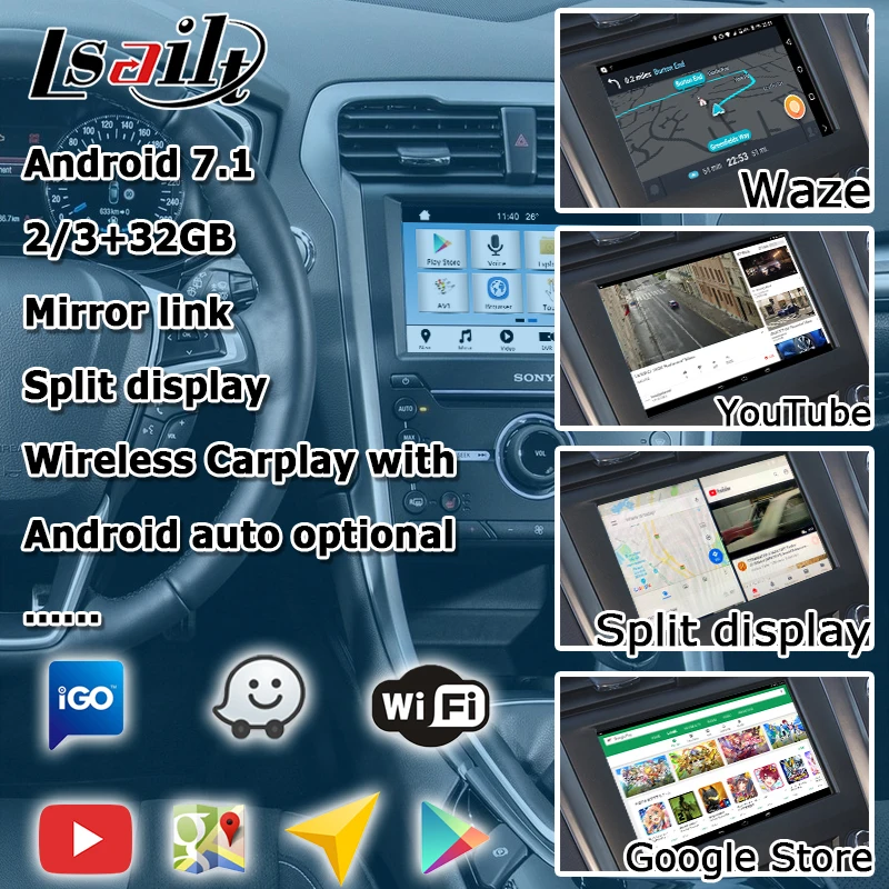 Android/carplay интерфейсная коробка для Ford Fusion/Mondeo Edge Focus Fiesta SYNC 3 gps навигация видео интерфейс коробка по Lsailt