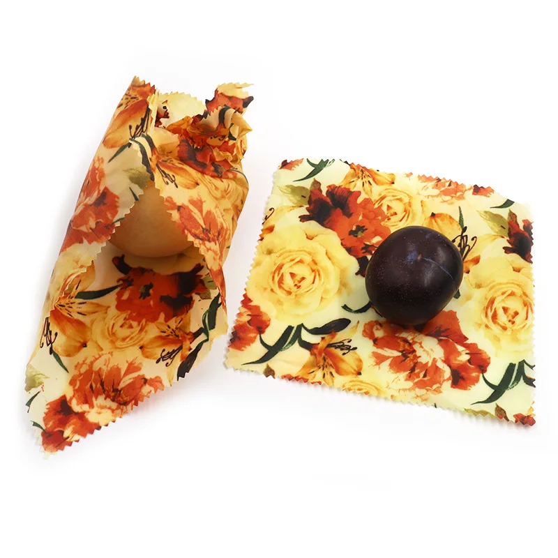 Reusable packaged food preservation bee beeswax wrapped cloth cover beeswax cloth can be customized pattern size
