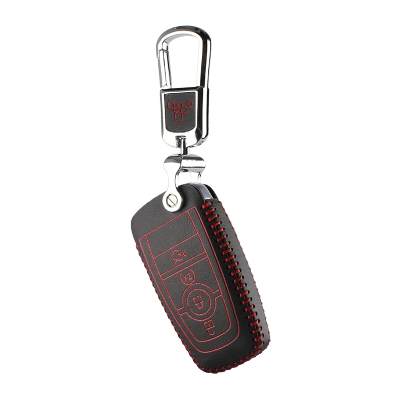 Luckeasy Топ Кожаный чехол-держатель для ford mondeo ecoboost ключи key2s - Название цвета: Коричневый