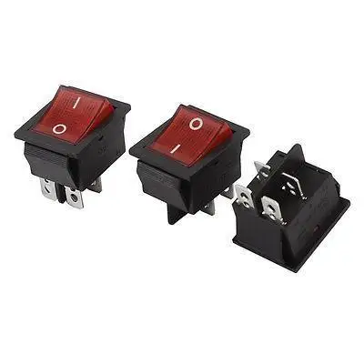 

AC 250V 15A/30A Red Indicator Light 4 Pin DPST ON OFF Rocker Boat Switch 3 Pcs