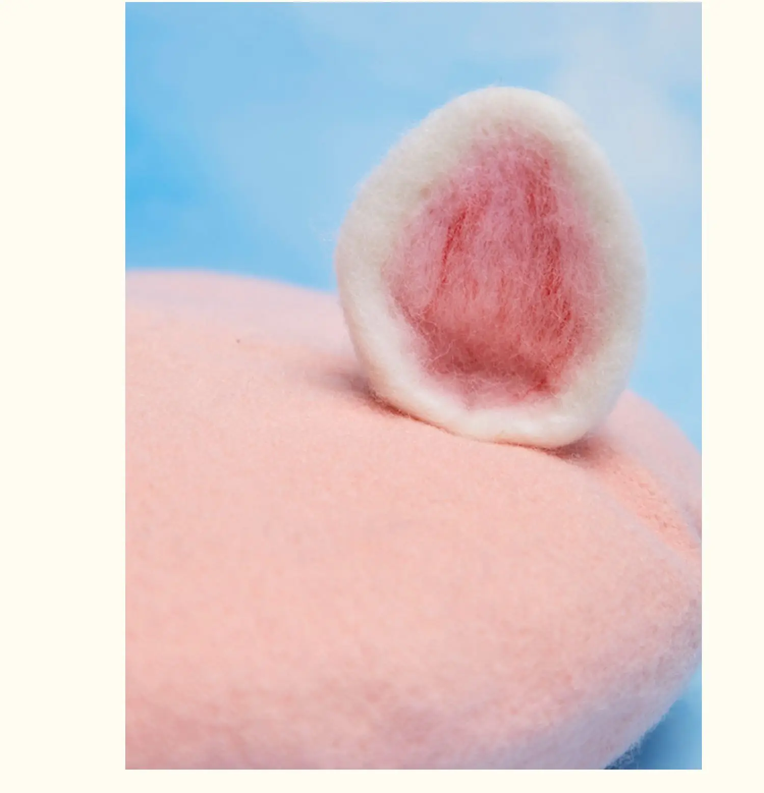 Ручной шерстяной фетровый берет express it in white cat ear show MOE painter cap