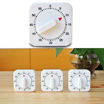 

Kitchen Timer Portable 60 Minutes Count Down Alarm Reminder White Square Mechanical Timer For Home Baking Tools