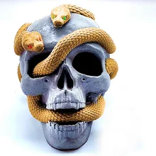 

3D Snake Skull Crystal Epoxy Resin Silicone mold Funny SKull Candle silicone mold Cement gypsum mould home decoration