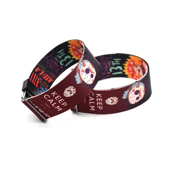 

20pcs/lot Friday the 13th Wristband Adjustable Ribbon Wristbands 3D Halloween Terror Hand Strap Sport Hip Hop Accessories KB2318