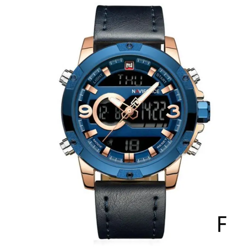 Naviforce многофункциональные мужские часы с двойным дисплеем светящиеся модные деловые водонепроницаемые кварцевые мужские часы Топ люксовый бренд - Цвет: F