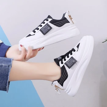 

Women Platform Sneakers White Canvas Shoes Korean Fashion Vulcanized Shoes Tennis Female Casual Shoes Woman 2020 Chunky Sneaker