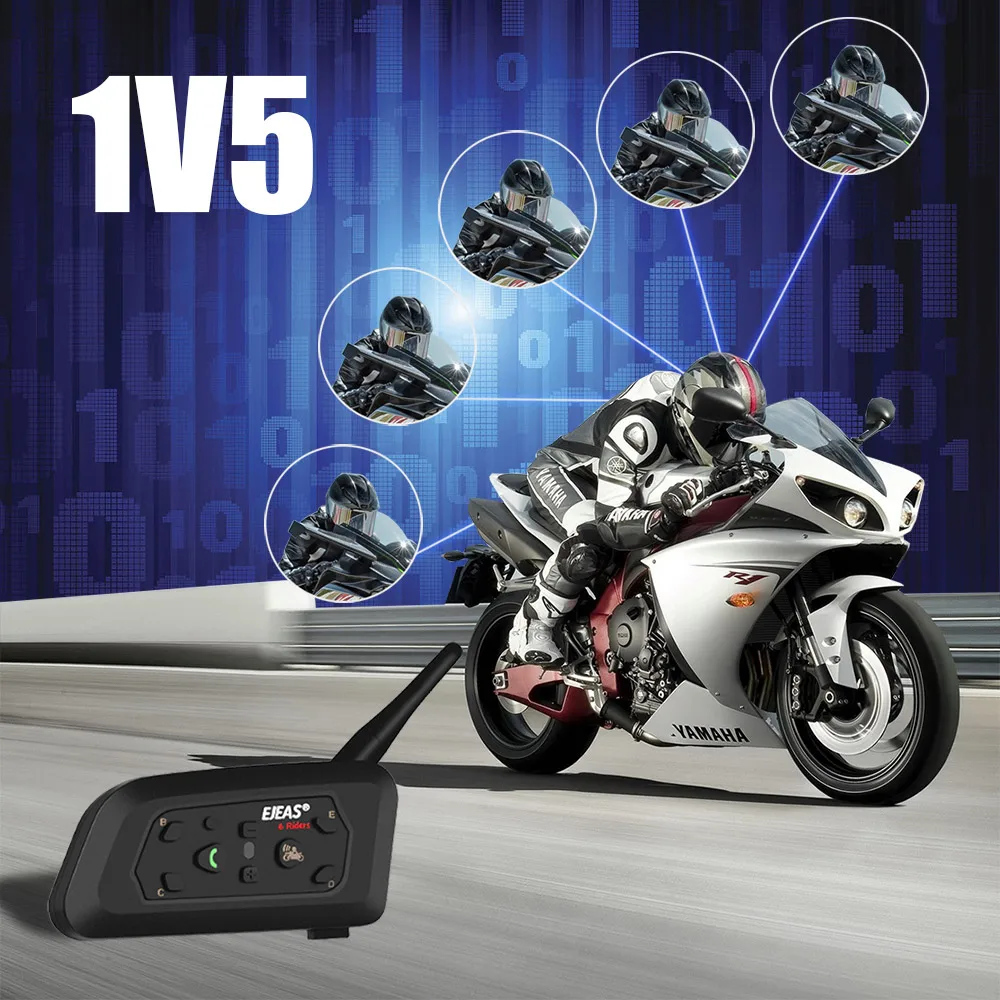 QPLOVE 2pcs EJEAS V6 Pro intercom 1200m motorcycle bluetooth helmet intercom CSR Chip 2.4GHz FM 6 Riders 8H Talking with Scarf