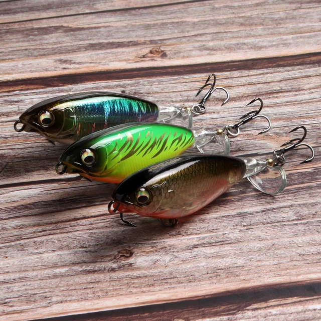 ATUENO 70mm 85mm Whopper Popper Floating Rotating Tail Artificial Hard Bait  Fishing Lures 5.8g 10.5