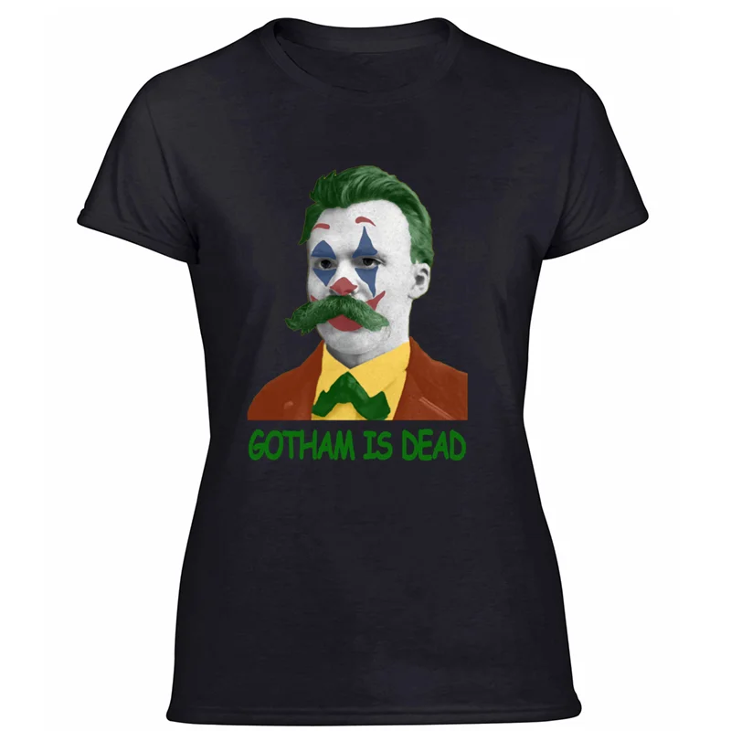 Women-Black Стиль комический Ницше как Джокер gotham is dead Футболка для мужчин женщин Новинка Солнечный свет Мужская футболка юмористический поп-Топ Футболка - Цвет: Women-Black