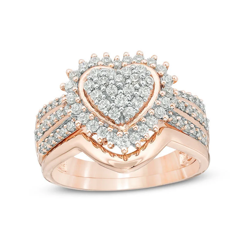 Роскошное женское кольцо с кристаллами и цирконием, милое кольцо с желтым розовым золотом в форме сердца, обручальные кольца для женщин
