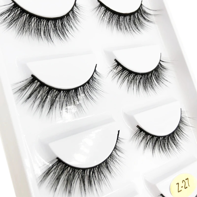 

Flash GIRL The Newest Z series Z28 Transparent stem Eyelashes 5 pairs 3D Mink False Eyelashes