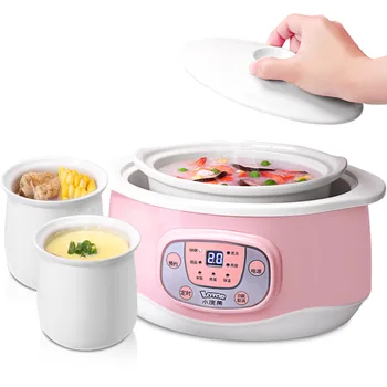 

Ceramics Slow Cooker Water Stew Pot 2L 200W Smart Reservation and Timing Electric Slow Cooker Automatic Insulation Anti-dry