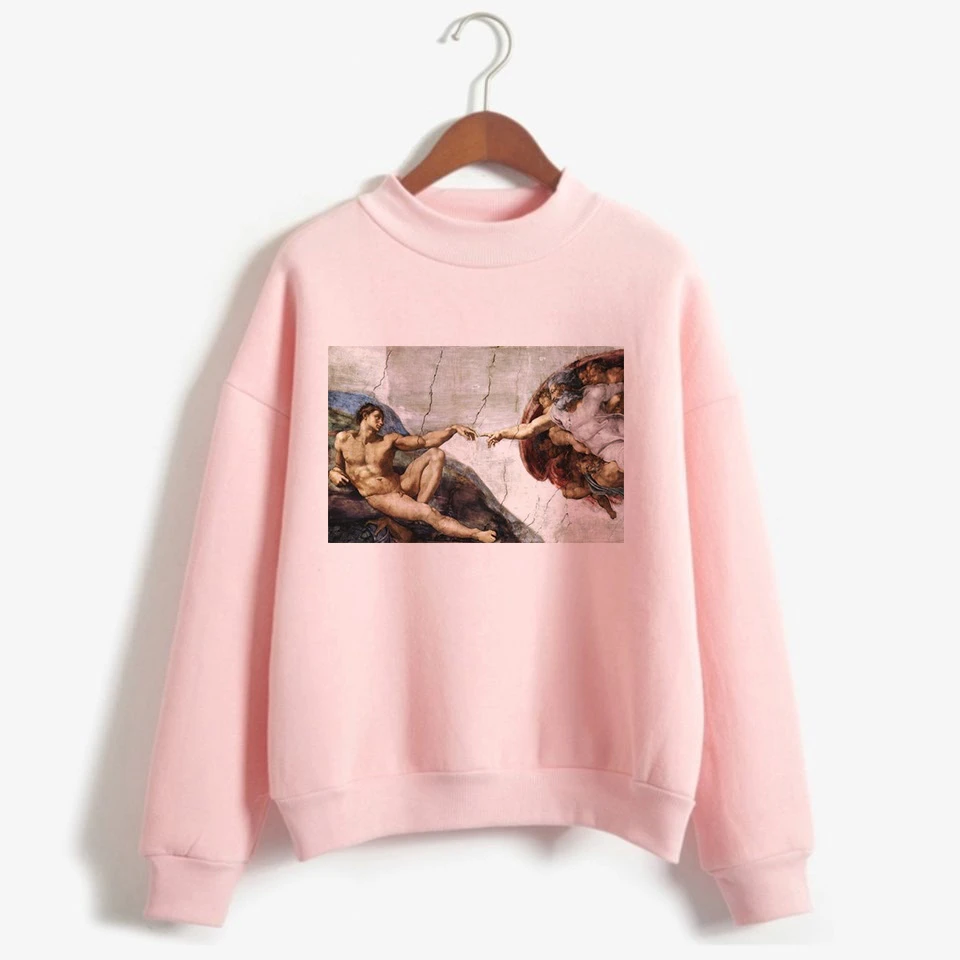 Vaporwave толстовка женская Повседневная Kpop микеланжело шаблон толстовки с капюшоном модные женские пуловеры с длинным рукавом плюс размер