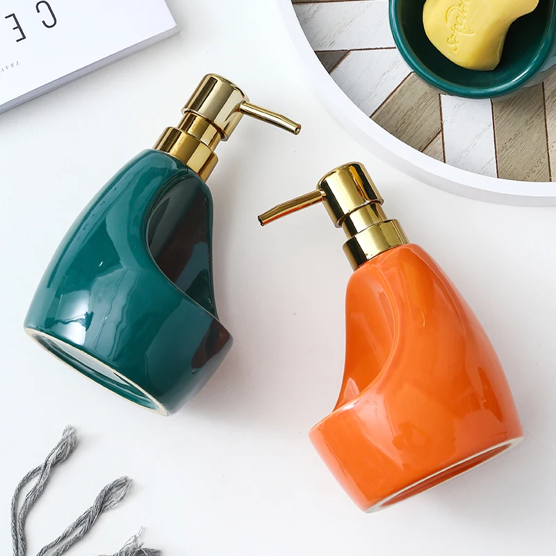 Nordic ceramic hand sanitizer press bottle detergent shampoo shower gel sub-bottle lotion bottle creative home LL10221107