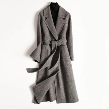 

2020 Wool Coat Female Double-sided Korean Woolen Jacket Long Coat Spring Autumn Overcoat Ladies Coats Abrigo Mujer XR1810 KJ4040