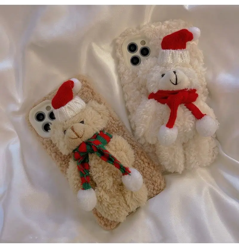 Plush Christmas Bear 12/11pro/Max/Mini iPhone X /XS/XR Phone Case IPhone7 VIP VIP