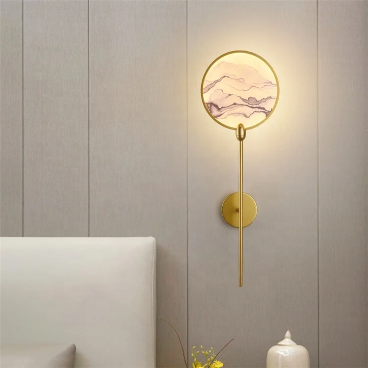 New Oriental Decoration Style Modern Acrylic Lamp Hotel Gold Wall Sconce Lamparas De Techo Colgante scandinavian