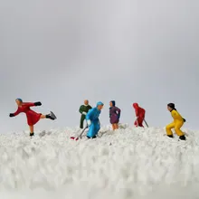 6 шт. 1: 87 HO Масштаб Поезд модель миниатюрный аниме фильм катание на лыжах персонажи диорама песок стол сцена макет аксессуары