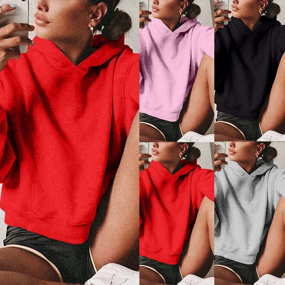 

HEFLASHOR Women Casual Long Sleeve Sweatshirt Loose Classic Pullovers Warm Hoodies Solid Colors Stylish Pullover Jacket Oversize