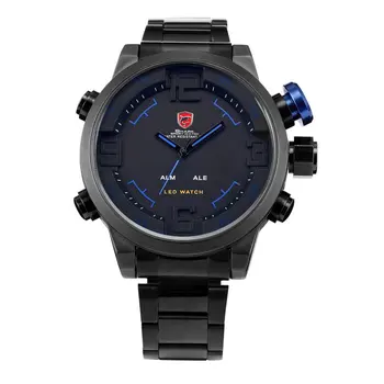 

SH2309-B Steel Belt Double Display Quartz Watch Fashion Wristwatch Charming Leisure Hand Decoration Exquisite Quartz Watch