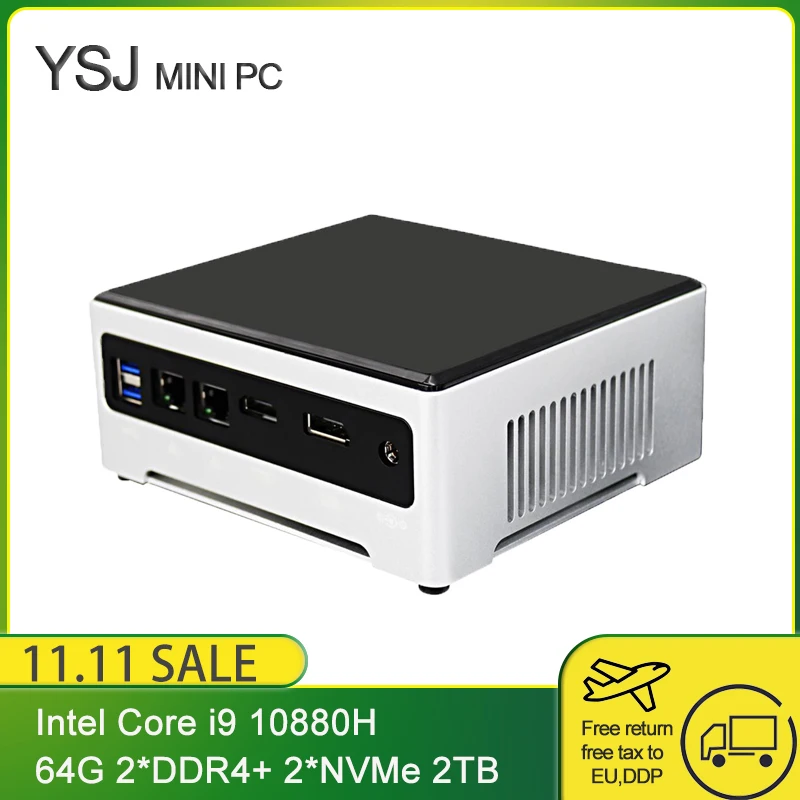 Мини-ПК 10-го поколения игровой Intel Core i9 10880H 9880H 2 * DDR4 64 ГБ M.2 NVME Windows 10 HTPC ACWIFI BT |