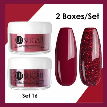 

UR SUGAR 2pcs Dipping Nail Powder Set Gradient Color Nail Dip Powder Decorations Nail Glitter Powder Dipping Glitter Natural Dry
