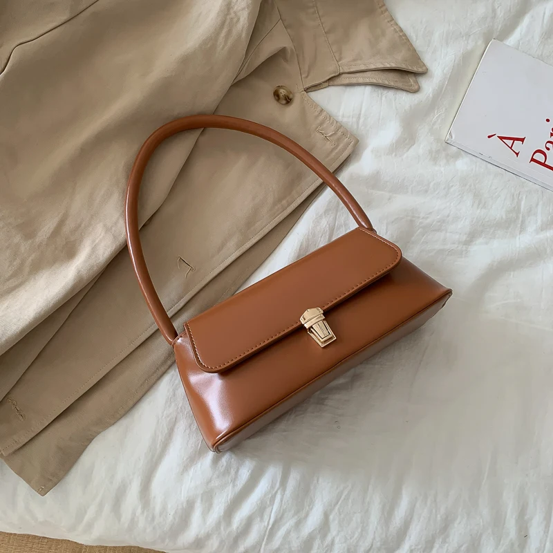 Solid Color PU Leather Handbags For Women 2021 Shoulder Bag Female Small Elegant Totes Lady Handbag Luxury Hand Bag