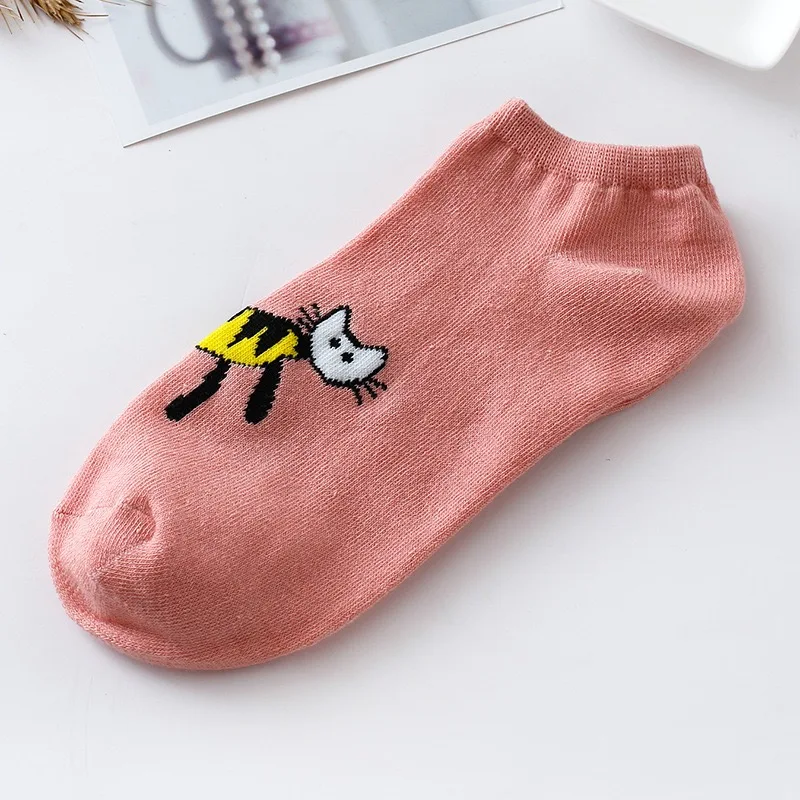 Женские носки-башмачки короткие модные женские носки без пятки с рисунком Нескользящие впитывающие пот удобные милые