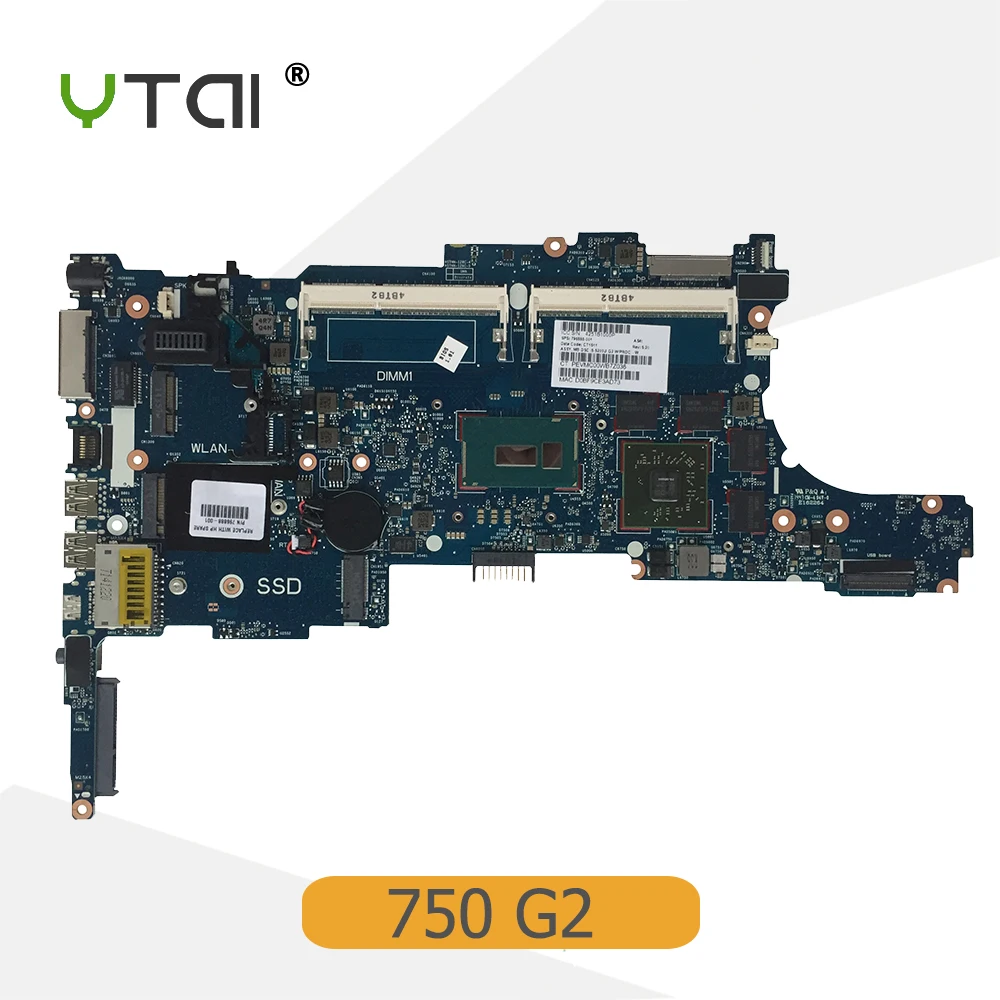 Материнская плата YTAI для ноутбука HP 750 850 G2 796888 001 Intel core I5 5200U 6050A2637901 MB