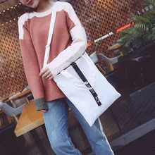 Микро-для разборки холщевая сумка на плечо женская сумка с поперечным корпусом, с лентой, простая универсальная школьная сумка, художественная и художественная